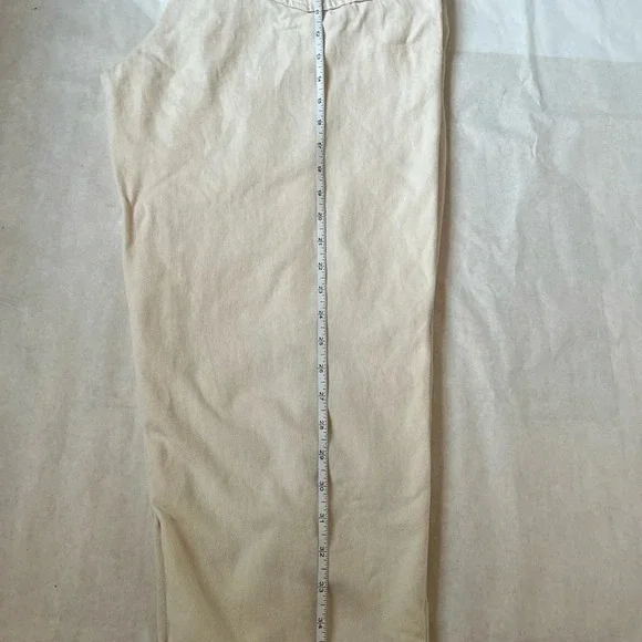 De Facto Twill Hogh Waist Tapered Leg Pants Beige Ivory Trousers Cotton 10 US - Picture 9 of 10